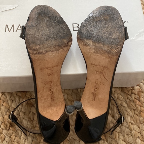 Manolo Blahnik Chaos Patent Leather Sandals - Picture 8 of 8